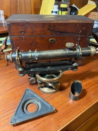 Vintage Keuffel & Esser Surveying Equipment W/ Wooden Case.