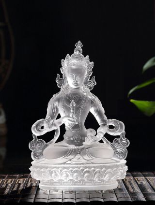 9 Cm Tibetan Blessed Crystal Statue: Vajrasattva,  Lord Of Purified Mind