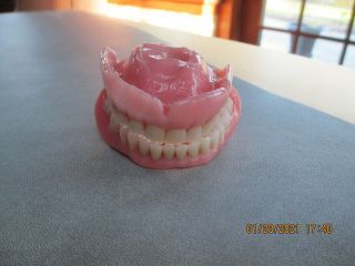 Vintage Set Of Real Dentures/false Teeth Top & Bottom Full Set