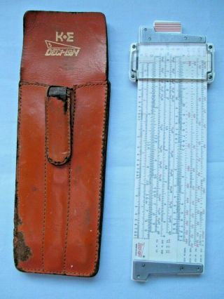 Vintage K & E Keuffel Esser Deci - Lon 5 Slide Rule 68 1130 W/leather Case Rare