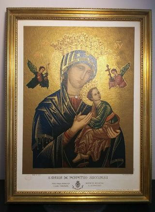 Vintage Religious Framed S.  Maria De Perpetuo Succursu Print