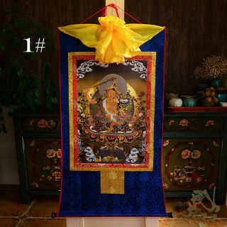 Tibetan Buddhist Buddha Silk Gild Thangka Thanka Wen Shu Manjusri Amulet 85cm