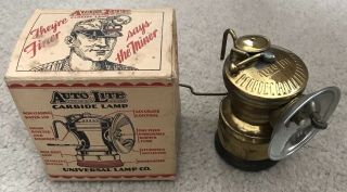 Vintage Nos Miner Auto - Lite Carbide Light Universal Lamp Brass Box