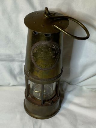 English Brass Miners Safety Lamp Eccles Protector Lamp & Lighting Co Type 6