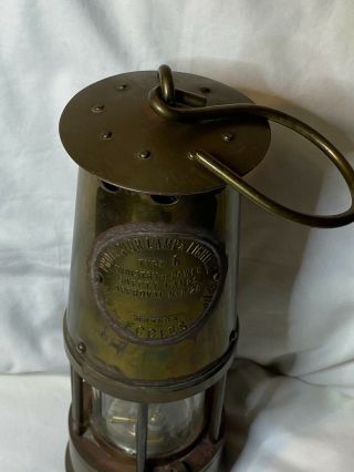 English Brass Miners Safety Lamp ECCLES Protector Lamp & Lighting Co Type 6 5