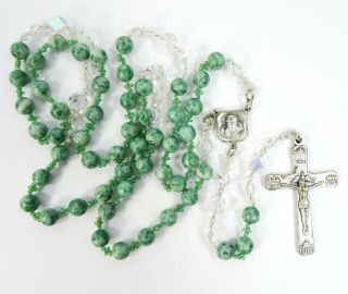 Padre Pio Catholic Rosary Nephrite Jade Green Stone Beads Lady Perpetual Help