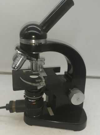 Vintage Ernst Leitz Wetzlar Microscope W/ 3 Objectives