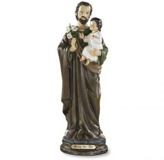 12 " San Jose Con Niño,  St.  Joseph With Child Resin Statue Tc518