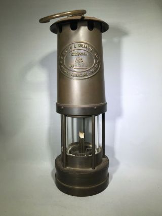 Brass Cambrian Miners Lamp E.  Thomas & Williams Lantern Wales Makers Aberdare Vtg