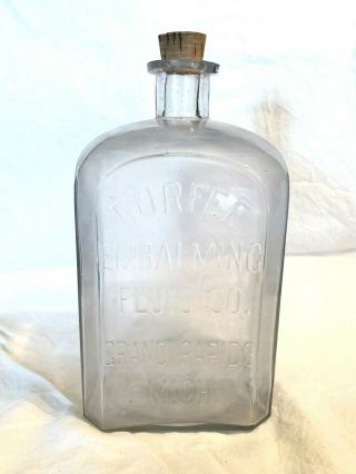 64oz Durfee Embalming Co.  Grand Rapids,  Mi Embalming Fluid Poison Bottle Jar