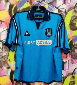 Vintage Manchester City Fc Football Shirt Soccer Jersey Polo Top Mens Size 46/48