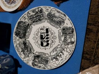 Rare Bardiger Tepper London Black & White Porcelain Passover Seder Plate C.  1920