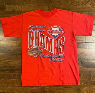 Vintage 1993 Philadelphia Phillies Nl Champions T - Shirt World Series Adult Large
