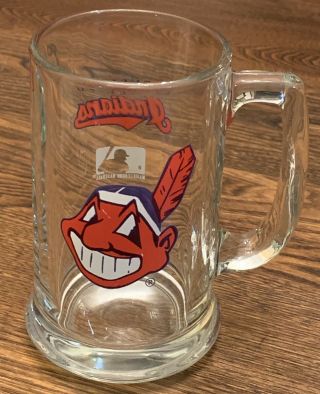 Cleveland Indians Mlb Chief Wahoo Heavy Glass Mug 16 Oz