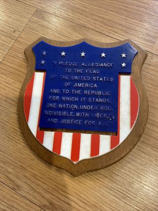 Vintage The Pledge Of Allegiance Wall Art Sign Plaque,  Gift Present,  Home Decor