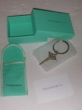 Tiffany & Co.  Sterling Silver Caduceus Medical Doctor Key Ring W/pouch & Box
