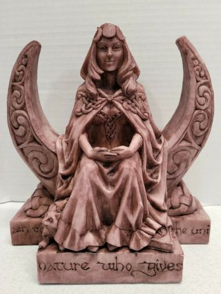 Moon Goddess Statue Wood Finish Dryad Designs Wiccan Wicca Witch Pagan 8 " Euc