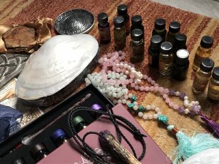 Witches Moon Altar Supplies Set Oils Herbs Runes Jewelry Pagan Wiccan Witchcraft
