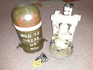Wild Heerbrugg T2 Theodolite Us Army 1962 Mils Auto - Collimation Telescope