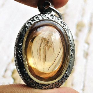 16531 Naga Eye Healing Gems Stone Thai Amulet Leklai Oval Toffy Crystal Orange