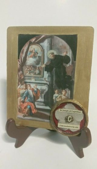 Saint Joseph Of Cupertino Holy 3rd Class Cloth Relic Reliquary Clear Bubble