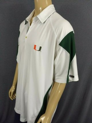 University Of Miami Hurricanes Nike Polo Shirt White Dark Green Orange Mens Xxl