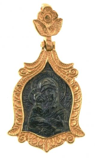 Russian Orthodox Pendant Mother Of Jesus Christ Silver 925,  999 Gold 1.  37 "
