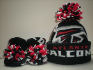 Falcons Baby Hat Handmade Newborn Beanie & Booties Fleece Set Nfl Atlanta
