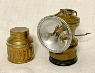 Vintage Auto Lite Brass Carbide Miners Lamp With Extra Brass Container
