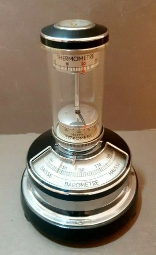 Art Deco Lufft " Weather Pillar " Barometer,  Compass,  Thermometer And Hygrometer
