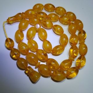 Big German 33 Amber Yellow Bakelite Prayer Beads Komboloi Beads فاتوران Faturan
