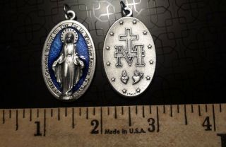 10 Blue Bulk 1.  75 " Virgin Mary Our Lady Miraculous Medal Religious Catholic
