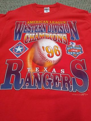 Vtg Texas Rangers American League Western Division Champions 1996 Mens Large