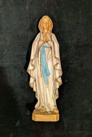 Vintage Malsiner H Virgin Mary Madonna Figurine,  Resin 9.  5 " Tall Made In Italy