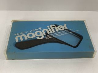 Vintage Bausch & Lomb 4 inch Black rectangular Magnifier Polished Optical Lens 3