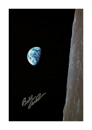 Earthrise By Bill Anders Apollo 8 A4 Signed Picture Poster And Choice Of Frame