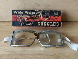 Vintage Cesco Wide Vision Safety Goggles W/box - Steampunk Motorcycle