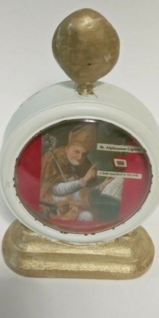 Saint Alphonsus Liguori Holy 3rd Class Cloth Relic Reliquary Clear Front