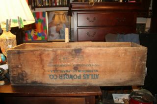 Big Antique Atlas Powder Company Dynamite High Explosives Wood Box Wooden Crate