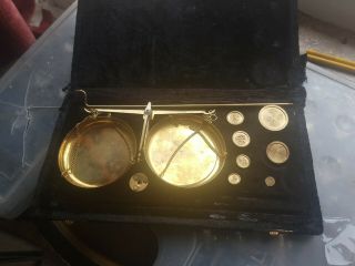 Apothecary Brass Balance Scales Brass Weights In Fitted Box