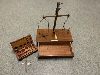 Rare Antique 19th Apothecary Chemist Jewellery Scales Short & Co London