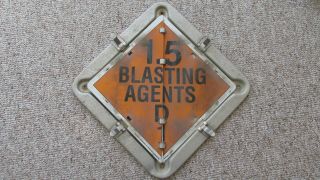 Vintage Metal Blasting Agent & Explosive Truck & Trailer Highway Notice - Mining