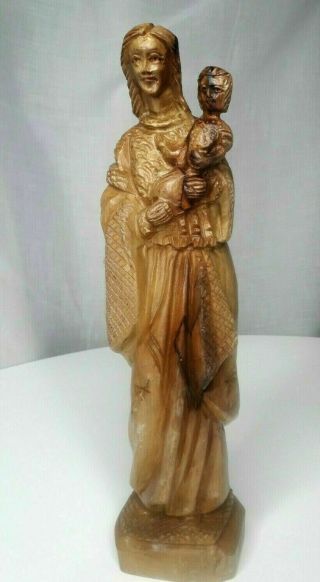Virgin Mary (madonna) And Child (baby),  Olive Wood,  Hand Made From The Holy Land