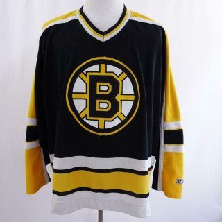 Ccm Nhl Boston Bruins Large B Logo Hockey Jersey Black Mens Sz 2xl