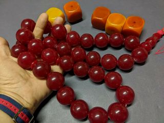 Ottoman Antique Faturan Cherry Amber Bakelite Islamic Prayer Beads islam 22B 3