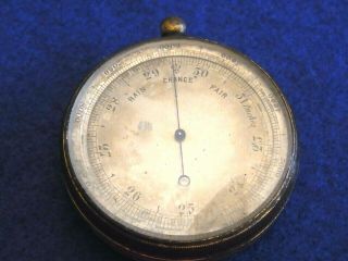 Antique Brass Cased Pocket Barometer Military? Atmospheric Pressure Measurer
