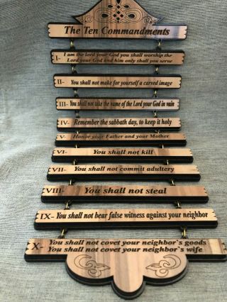 Olive Wood The Ten Commandments Plaque Wall Hanging from the Holy Land 2