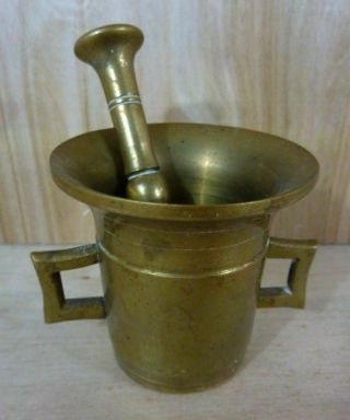 Old Brass Mortar & Pestle Small Mini Decorative Art Apothecary Drug Store Tool