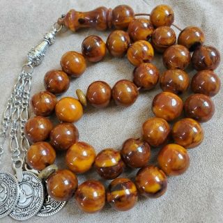 Unique 33 Amber German Bakelite 33 Prayer Beads Komboloi Beads Faturan دبس وراشي