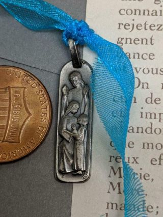 Vintage Holy Family Jesus Mary Joseph Silver Tone Religious Medal Pendant